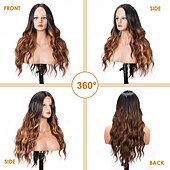 economico Parrucche trendy sintetiche-parrucca per donna parrucche lunghe ricce ondulate dall&#039;aspetto naturale parrucca sintetica in fibra resistente al calore, parrucca con attaccatura dei capelli in pizzo per uso quotidiano cosplay