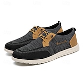 cheap Men&#039;s Sneakers-Men&#039;s Grey Knit Sport Shoes with Leather Accents and Lace-Up Design – Comfortable Casual &amp; Outdoor Footwear