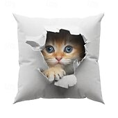 billiga djurstil-dekorativt kuddfodral söt kattunge peekaboo grafisk 1 st mjukt fyrkantigt kuddfodral örngott för sovrum vardagsrum soffa soffstol