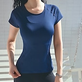 preiswerte Yoga Tops-Damen Sweatshirt Rundhalsausschnitt Schnelltrocknend Leicht Bequem Sportlich Kurzarm Sport Einfarbig T-Shirt Sweatshirt Für Fitnesstraining Laufen Fitness Schlank Sportkleidung