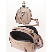 economico Borse a Tracolla-borsa a tracolla in similpelle da donna, piccola borsa casual con scomparti multi-cerniera, elegante borsa a tracolla quotidiana per viaggi e shopping colore vino nero bianco