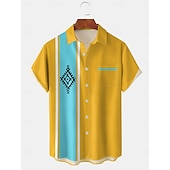 economico Camicia da Bowling da Uomo-Per uomo Blocco di colori Etnico Camicia da Bowling Camicia con Bottoni Maniche Corte Artistico Casual Confortevole All&#039;aperto Vacanza Streetwear Primavera &amp; Estate Colletto a Camicia Stampa Giallo