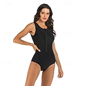 お買い得  ワンピースラッシュガード-女性用 ラッシュガード 水着 ソリッド フロントファスナー スパンデックス UVサンプロテクション UPF50+ 速乾性 ノースリーブ ボディスーツ 水着 サーフィン ビーチ ウォータースポーツ 夏
