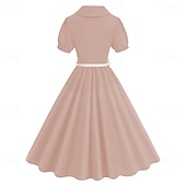 cheap Dresses-Retro Vintage 1950s Cocktail Dress Dress Flare Dress Solid Color Fancy Dress Women&#039;s Masquerade Event / Party Bachelorette Party Festival Adults&#039; Dress Homecoming Dresses