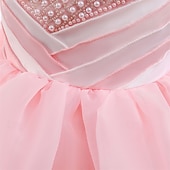 abordables Robes à Fleurs pour Filles-Robe de Demoiselle d&#039;Honneur Fille enfants Fille Robe de princesse Utilisation Mariage Soirée Elégant Magnifique Maille Couleur unie Sans Manches Col Ras du Cou Blanche Champagne 4 ans et +