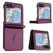 cheap Samsung Cases-Phone Case For Samsung Galaxy Z Flip 6 Z Flip 5 Z Flip 4 Z Flip 3 Back Cover Shockproof Retro TPU PU Leather