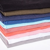 cheap Cotton Linen T-shirts-Men&#039;s Linen-like T Shirt Moisture Wicking Shirts Plain V Neck Street Causal Short Sleeve V Neck Vintage Clothing Apparel Retro Basic Casual Comfortable