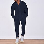 economico Set di camicie basic da uomo-Per uomo 2 pezzi Completo di camicia Camicia estiva Set abbinati Camicia da spiaggia Camicia con bottoni Liscio Da mare Informale Nero Bianco Blu marino Blu Manica lunga Colletto Primavera estate