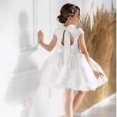 preiswerte Kleider für die Blumenmädchen-kinderkleidung Mädchen Blumenmädchen Kleid Kleid für die Erstkommunion Party Kleid Feste Farbe Ärmellos Leistung Hochzeit Party Gitter Prinzessin Süß Gitter Mitte der Wade Etuikleid Tüll-Kleid Sommer