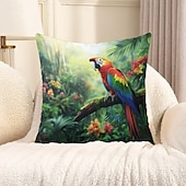 baratos estilo animal-Capa de almofada decorativa de pássaros tropicais 1 peça, capa de almofada quadrada macia, fronha para quarto, sala de estar, sofá, cadeira