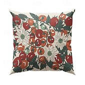 abordables style floral &amp; végétal-Housse de coussin décorative 1 pièce, housse de coussin carrée douce pour chambre à coucher, salon, canapé, chaise, tomates