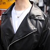 cheap Faux Leather Jackets-Men's Faux Leather Jacket Transition Jacket Biker Jacket Motorcycle Jacket Vacation Daily Windproof Warm Pocket Fall &amp; Winter Plain Fashion Classic Lapel Regular Black Jacket