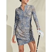 abordables Ropa de golf femenina-Mujer vestido de golf Azul Manga Larga Ropa de golf para damas Ropa Trajes Ropa Ropa