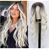 abordables Perruques Synthétiques Sans Bonnet-perruques de remplacement de cheveux perruque synthétique longue bouclée ondulée pour femmes noires utilisation quotidienne de fête