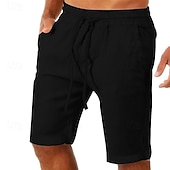 baratos Clássico-Homens Calção Shorts de verão Shorts de praia Bolsos Com Cordão Cintura elástica Tecido Conforto Ao ar livre Diário Para Noite Moda Roupa de rua Preto Branco