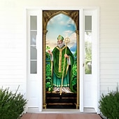 billige Ferievev-saint patrick&#039;s day dørteppe lucky shamrocks dørgardindekorasjon bakgrunn innendørs/utendørs dørbanner til inngangsdør gårdshus
