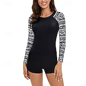halpa Ihottumavartiot-Naisten Rashguard-uimapuku UV-aurinkosuojaus UPF50+ Kevyt Pitkähihainen Spandex Uima-asut Uimapuku 2-osainen Uinti Lainelautailu Hiekkaranta Vesiurheilu Kukat Kesä Kevät Syksy
