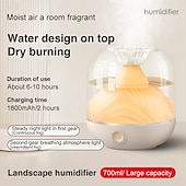 cheap Humidifiers &amp; Dehumidifiers-700ML Humidifier Desktop USB Aromatherapy Humidifier LED Night Light Air Diffuser Mist, Bedroom Air Purifier