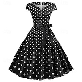 cheap Dresses-Elegant Classical 1950s Dress Polka Dot A-Line Women&#039;s Valentine&#039;s Day Event / Party Date Tea Party Adults&#039; Dress Spring &amp; Summer
