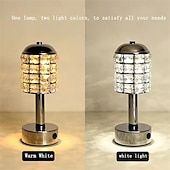 abordables Lampes de table-lampe de table en cristal à LED dorée - lampe de chevet rechargeable USB minimaliste moderne avec blanc chaud &amp;double température de couleur pour la décoration de la chambre, du café et du restaurant