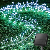 abordables Guirlandes solaires-Guirlande lumineuse solaire de 6 m, 200 LED, blanc chaud, blanc froid, bleu, guirlande lumineuse en fil de cuivre EL 5 mm, lumières de vacances 3 V à énergie solaire, 1 ensemble