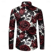 economico Camicia in Raso da Uomo-Per uomo Rosa Maglietta informale Camicia con bottoni Manica lunga Moda Casual Feste Informale Primavera Autunno Collo ripiegabile Abbottonare Giallo Rosso Blu Viola
