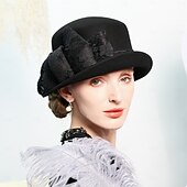 olcso Partikalapok-kalapok 100% gyapjú tányér / cloche sapka esküvői tea party elegáns esküvő csípős fejfedővel