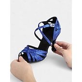 abordables Chaussures de danses latines-chaussures de danse de salon champagne confortables et étincelantes pour femmes - dotées d&#039;une tige en satin doux et d&#039;une semelle de soutien