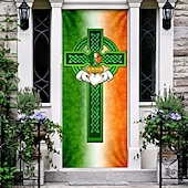 billige Ferievev-saint patrick&#039;s day dørteppe lucky shamrocks dørgardindekorasjon bakgrunn innendørs/utendørs dørbanner til inngangsdør gårdshus