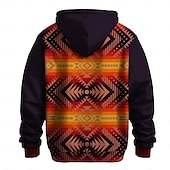 economico Hoodie Etnici Vintage-Per uomo Azteco Felpe con cappuccio Felpa Etnico Cowboy Manica Lunga Girocollo Ferie Abbigliamento casual alla moda Rosso Coulisse Autunno Inverno progettista