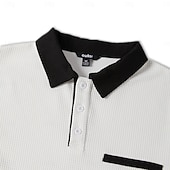  Herre Vaffel poloskjorter Med Tekstur Formell Virksomhet Ribbet polokrage Langermet Mote Helfarge Lomme Knapper Vår & Vinter Lyseblå Hvit Grå Vaffel poloskjorter