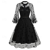 levne Šaty-Elegantní Retro 50. léta Šaty Maškarní Výšivka Květiny Dámské Karneval Nový rok Plesová maškaráda Běžné / Denní loučení se svobodou nevěsty Dospělé Šaty