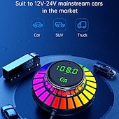 お買い得  車用Bluetoothキット/ハンズフリー-急速充電カーチャージャー、Bluetooth MP3プレーヤー、ロスレス音楽、電圧表示、音声コントロール、眩しい光の効果