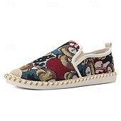 cheap Men&#039;s Slip-ons &amp; Loafers-Men&#039;s Animal Print Canvas Espadrille Slip-On Shoes with Jute Rope Sole – Comfortable Casual Summer Footwear
