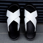 abordables sandales d&#039;extérieur-sandales décontractées à brides croisées pour hommes, chaussures d&#039;été confortables en similicuir pour l&#039;extérieur et la plage
