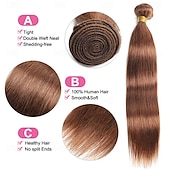 baratos 1 pacote de fios de cabelo humano-4# marrom 1 pacote de cabelo tece cabelo liso extensões de cabelo humano 12-24 polegadas