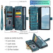 abordables Carcasas Samsung-Funda para teléfono Samsung Galaxy Z Fold 6 Z Fold 5 Z Fold 4 Z Fold 3 funda de billetera con soporte de pie cremallera retro TPU PU cuero