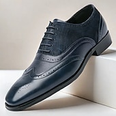 baratos Formal-sapatos oxford brogue bicolor masculinos – combinação de camurça e couro sintético com detalhes em bico fino para ocasiões formais e de negócios