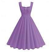 cheap Dresses-Retro Vintage 1950s Cocktail Dress Dress Flare Dress Solid Color Women&#039;s Masquerade Event / Party Bachelorette Party Festival Adults&#039; Dress Homecoming Dresses