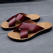 abordables sandales d&#039;extérieur-sandales décontractées à brides croisées pour hommes, chaussures d&#039;été confortables en similicuir pour l&#039;extérieur et la plage