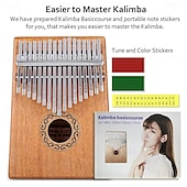 お買い得  楽器-カリンバ 親指ピアノ ポータブル 17 キー ムビラ フィンガーピアノ チューンハンマーと学習指導付き 楽器 誕生日プレゼント 子供 大人 初心者 プロ用