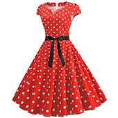 cheap Dresses-Elegant Classical 1950s Dress Polka Dot A-Line Women&#039;s Valentine&#039;s Day Event / Party Date Tea Party Adults&#039; Dress Spring &amp; Summer