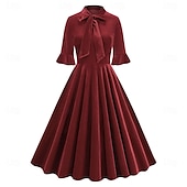 cheap Dresses-Retro Vintage 1950s Cocktail Dress Dress Flare Dress Solid Color Women&#039;s Masquerade Event / Party Bachelorette Party Festival Adults&#039; Dress Homecoming Dresses