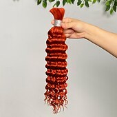 abordables 1 paquet de cheveux humains tisse-Extensions de cheveux humains en vrac, cheveux humains ondulés profonds, 1 paquet, 12 à 28 pouces