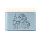 economico Per le donne-Portafoglio in PU inciso personalizzato miglior regalo per mamma – Regalo di matrimonio personalizzato per coppia portafoglio in pelle a pieghe con foto floreale per lei regalo per matrimonio festa