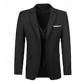 cheap Men&#039;s Classic Blazers-Men&#039;s Blazer Business Cocktail Party Wedding Party Fashion Casual Spring &amp;  Fall Polyester Plain Buttons Pocket Comfortable Single Breasted Blazer Black White Navy Blue Royal Blue
