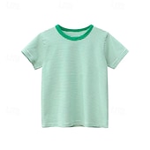 abordables T-shirts et chemises-Paquets multiples 3 pièces Garçon Col Ras du Cou Manches courtes T shirt T-shirt Rayure Vacances Usage quotidien 100% Coton Printemps été