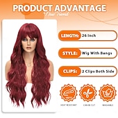 baratos Perucas Sintéticas sem Touca-peruca com franja perucas longas para mulheres cabelo ondulado cacheado peruca sintética resistente ao calor para meninas festa de halloween usar