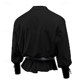 cheap Tops-Medieval Renaissance 17th Century Medium Length Blouse / Shirt Cosplay Costume Ren Faire Knight Ritter Celtic Knight Drawstring Solid Color Men&#039;s Celtic Pirate Masquerade Casual Daily Renaissance Fair