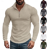 abordables Sweat-shirts basiques-Homme Sweat-shirt Sweat-shirt quart de fermeture éclair Noir Blanche Vin Vert Véronèse Kaki Demi-zip Uni Texturé Sport &amp; Loisir Quotidien Fête Polyester Streetwear Basique Occasionnel Printemps